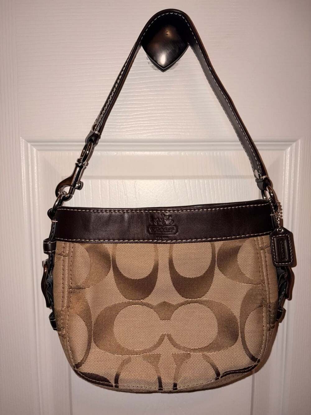 Coach Mini Zoe Signature Jacquard Bag F41833 Khaki Brown - Picture 5 of 10
